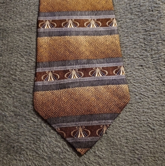 Brown & Blue Striped Patterned Tie New - Picture 1 of 6